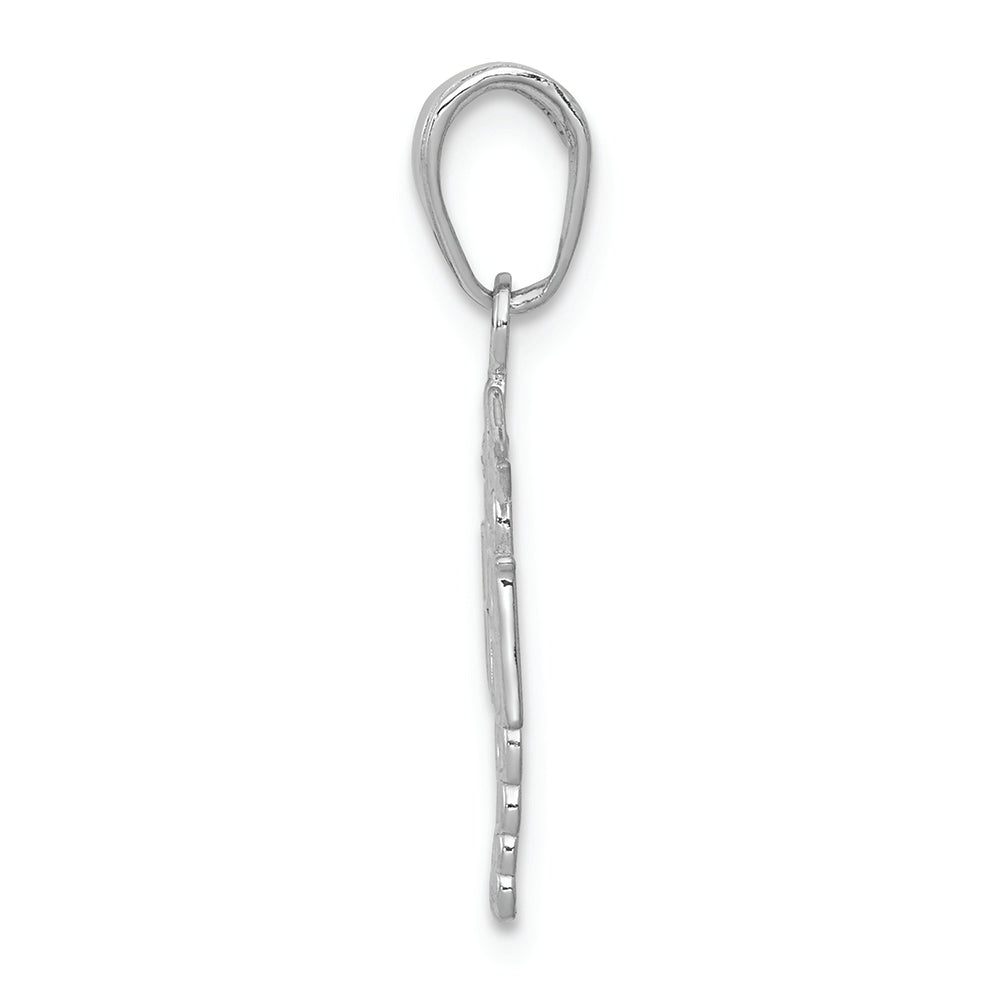 FJC Finejewelers 14k White Gold White Rn Caduceustextured Narrownurse Charm