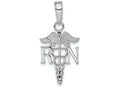 FJC Finejewelers 14k White Gold White Rn Caduceustextured Narrownurse Charm