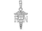 FJC Finejewelers 14k White Gold White Rn Caduceustextured Narrownurse Charm
