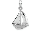 FJC Finejewelers 14k White Gold White 3d Sailboat Charm