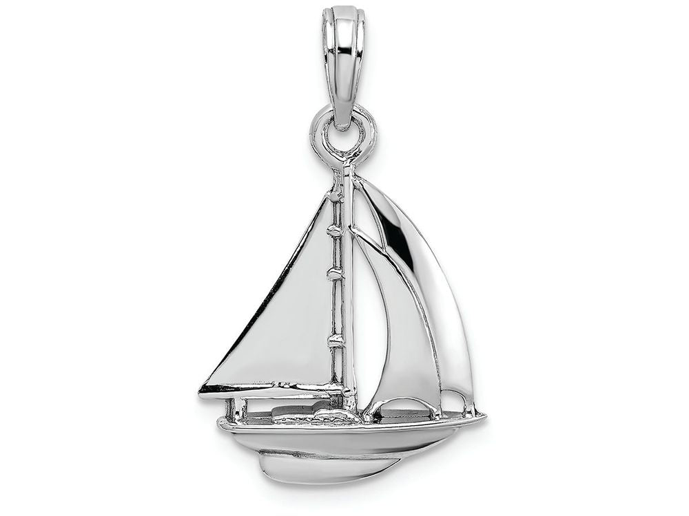 FJC Finejewelers 14k White Gold White 3d Sailboat Charm