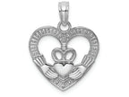 FJC Finejewelers 14k White Gold White Heart Claddagh Charm Polish Textured