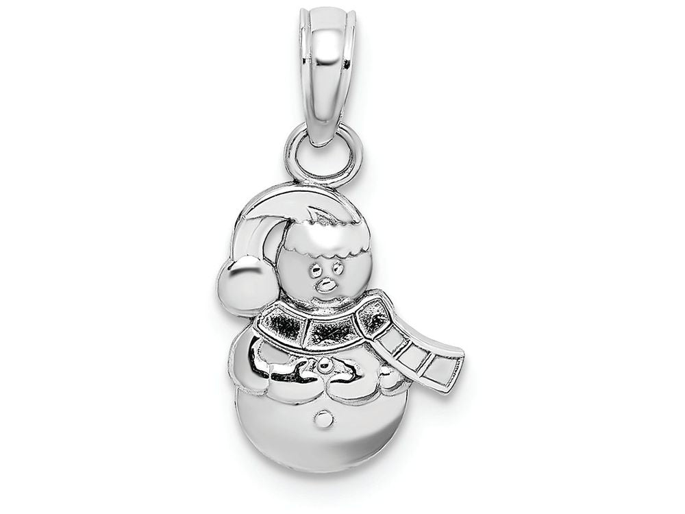 FJC Finejewelers 14k White Gold White Snowman Scarf Hat Charm
