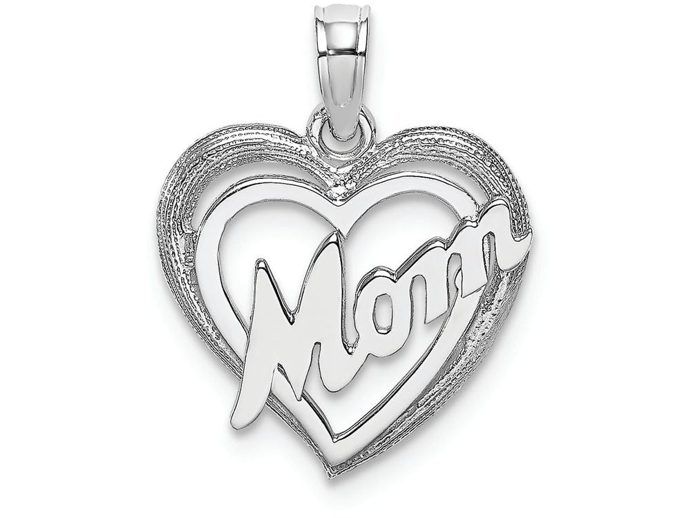 FJC Finejewelers 14k White Gold White Mom Inside Double Heart Charm