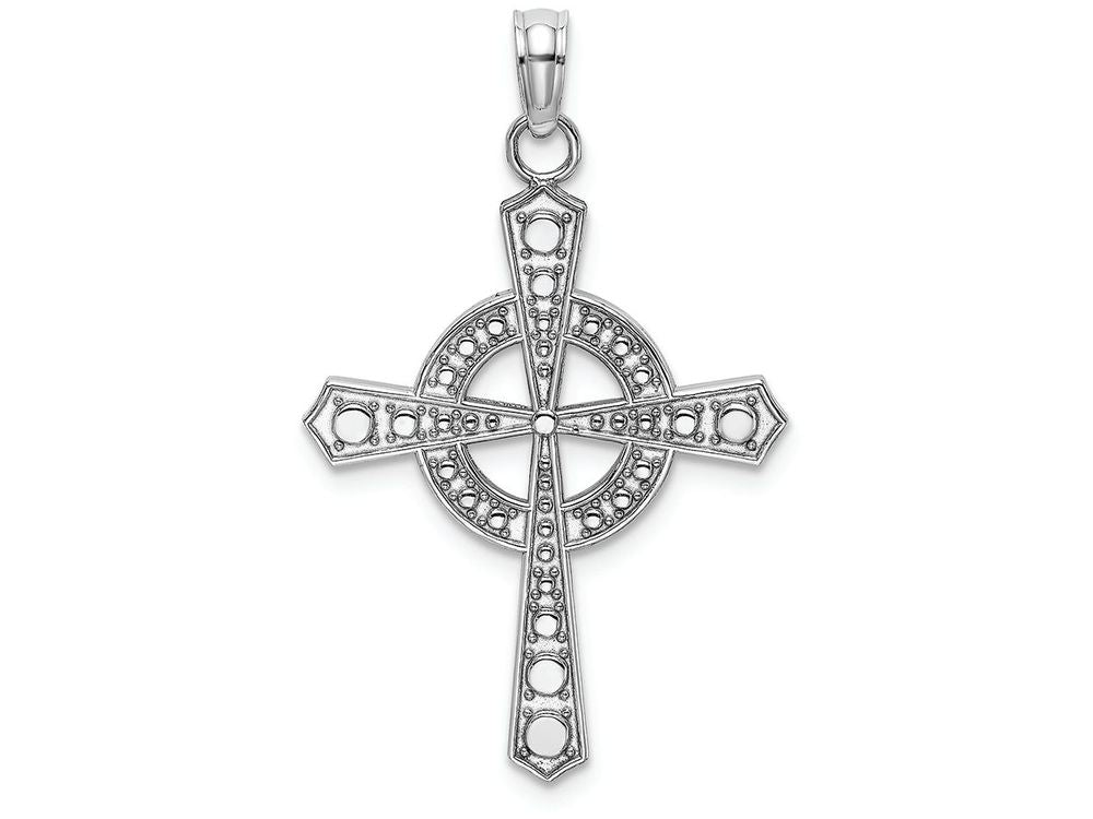 FJC Finejewelers 14k White Gold Beaded Celtic Cross with Eternity Circle Charm