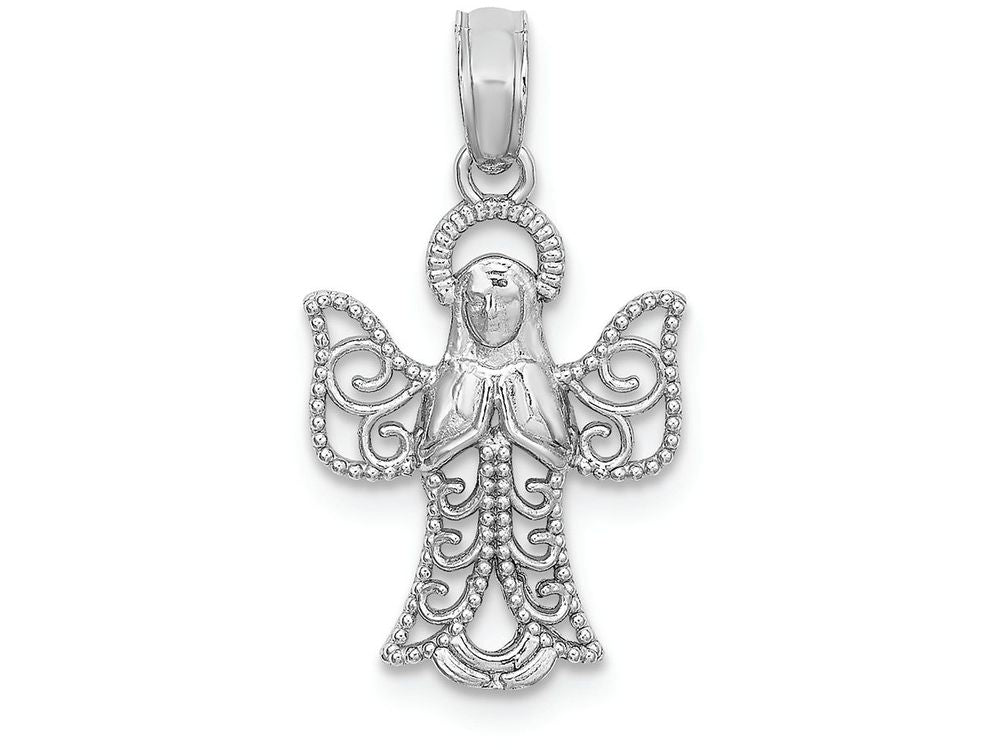 FJC Finejewelers 14k White Gold White Angel with Filigree Wings Charm