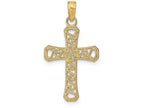 FJC Finejewelers 14k Yellow Gold Filigree Swirl Cross with Beaded Edge Charm