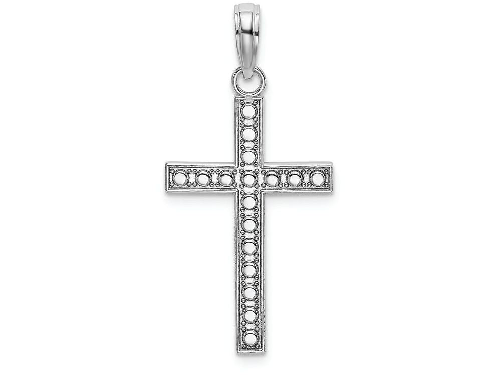 FJC Finejewelers 14k White Gold Beaded Block Cross Charm