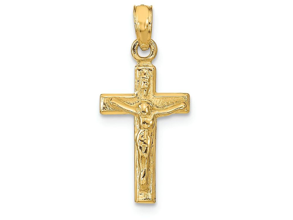FJC Finejewelers 14k Yellow Gold Small Crucifix Block Cross Charm