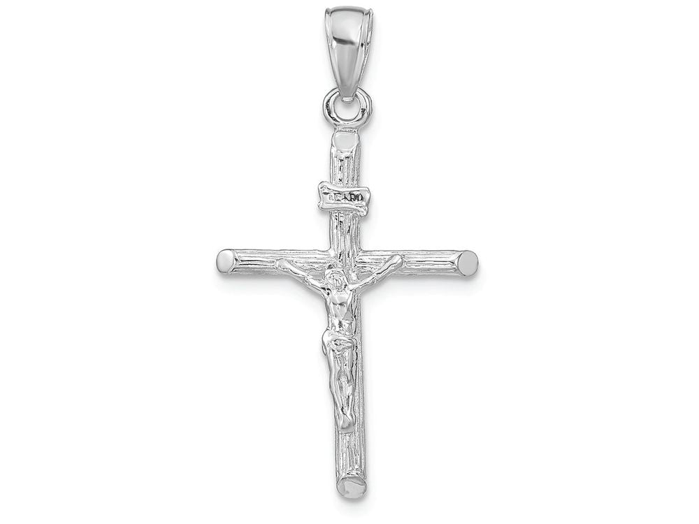 FJC Finejewelers 14k White Gold Crucifix Charmtextured