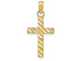 FJC Finejewelers 14k Yellow Gold Small Bright Cut Ribbed Cross with Etching Charm