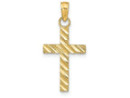 FJC Finejewelers 14k Yellow Gold Small Bright Cut Ribbed Cross with Etching Charm
