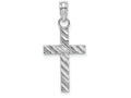FJC Finejewelers 14k White Gold Small Bright Cut Ribbed Cross with Etching Charm