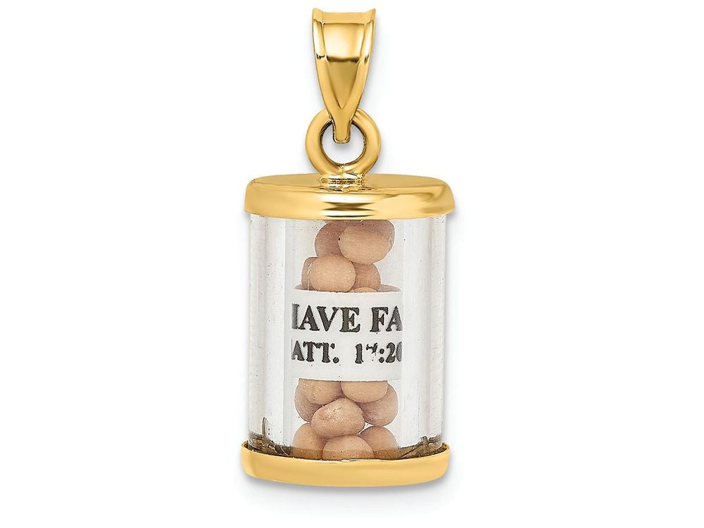 FJC Finejewelers 14k Yellow Gold 3d Mustard Seed Cylinder "if Ye Have Faith"moveable Charm