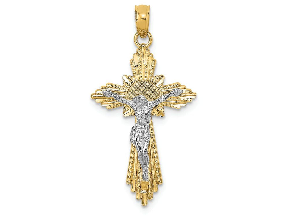 FJC Finejewelers 14k Bright Cut Crucifixfancy Edges Charm