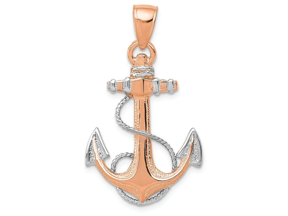 FJC Finejewelers 14k Rose Gold with with Rhodium Anchor with Rope Charm