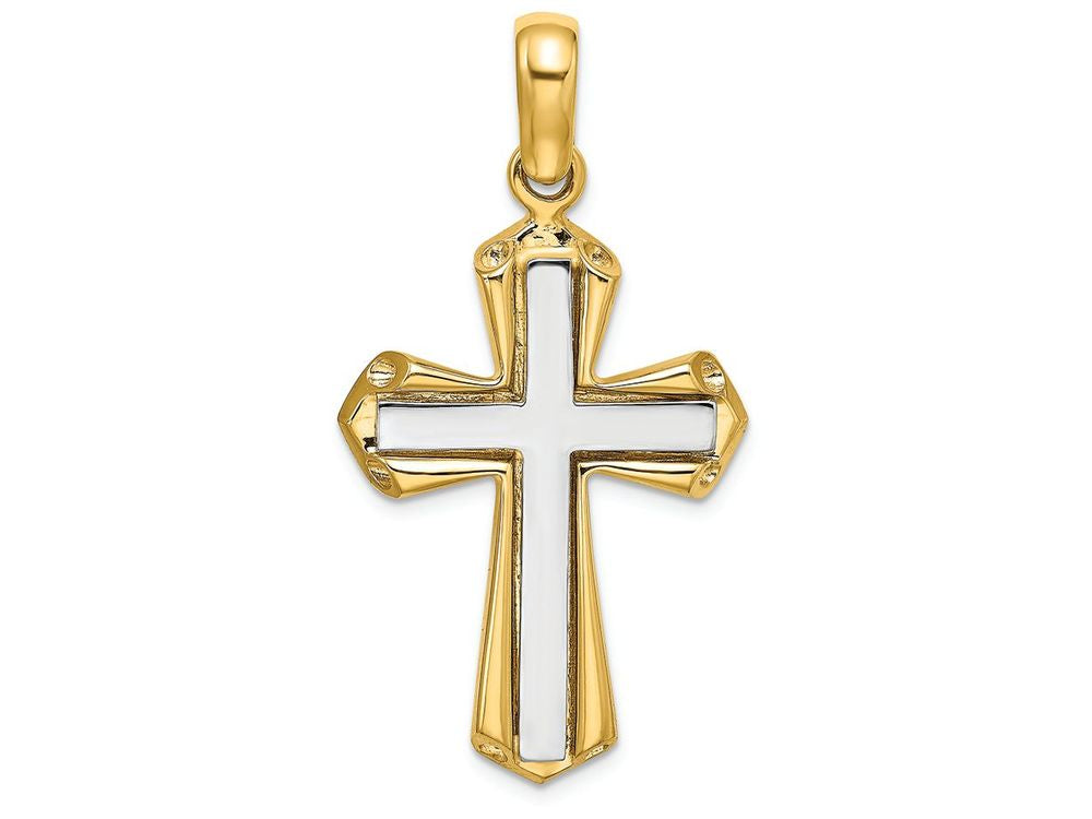 FJC Finejewelers 14k White Cross In Yellow Frame Charm