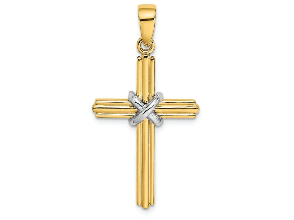 FJC Finejewelers 14k Two-tone Gold Cross with "x" Center Triple Endcaps Charm