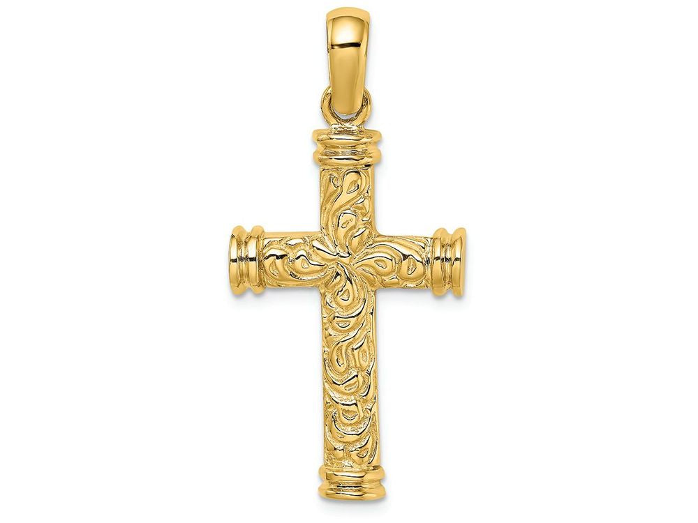 FJC Finejewelers 14k Yellow Gold Scroll Double Endcaps Cross Charm