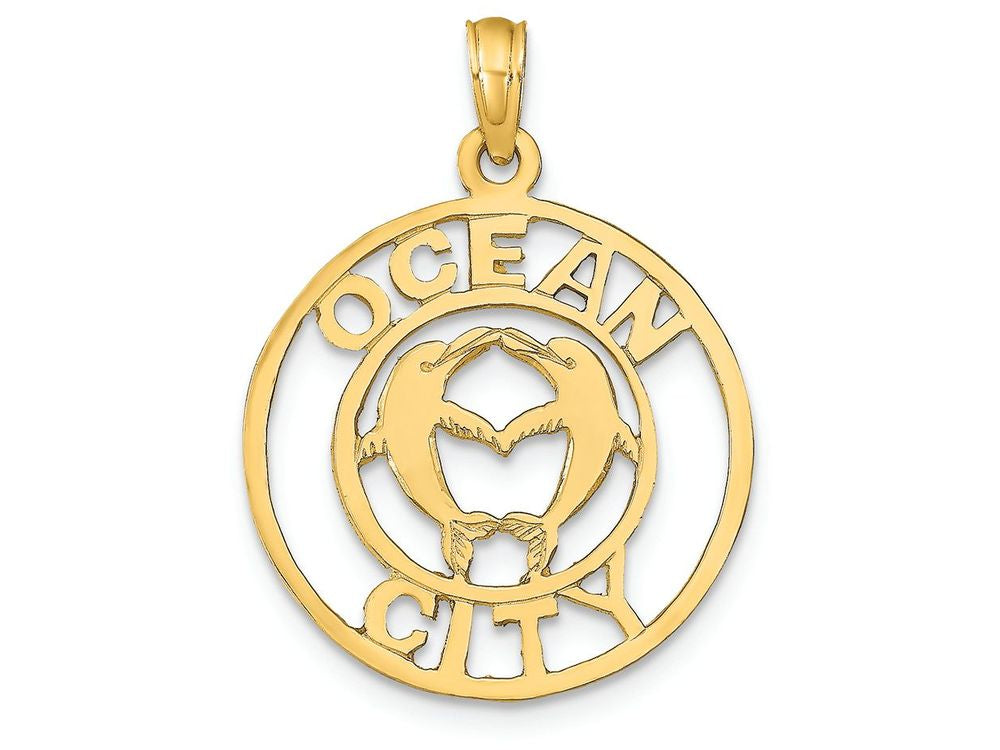 FJC Finejewelers 14k Yellow Gold Ocean City with Dolphins Charm