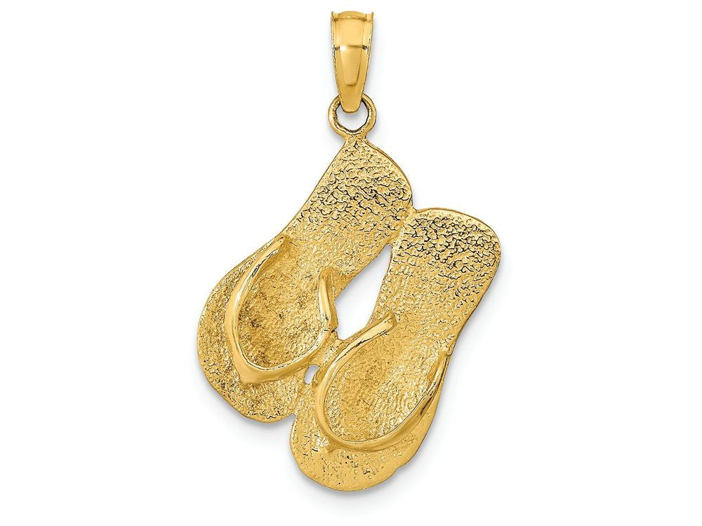 FJC Finejewelers 14k Yellow Gold Key West Reversible Flip Flops Charm