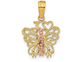 FJC Finejewelers 14k Rose Yellow Gold I Heart Butterflies Charm