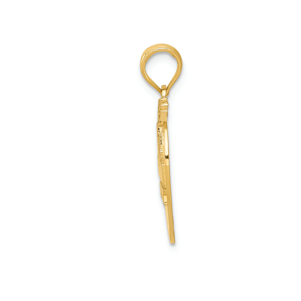 FJC Finejewelers 14k Yellow Gold Solid New York Skyline On Small Apple Charm
