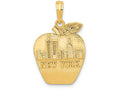 FJC Finejewelers 14k Yellow Gold Solid New York Skyline On Small Apple Charm
