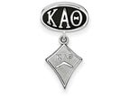 LogoArt Sterling Silver Kappa Alpha Theta Oval Bead Charm Kite Dangle Bead Charm
