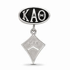 LogoArt Sterling Silver Kappa Alpha Theta Oval Bead Charm Kite Dangle Bead Charm