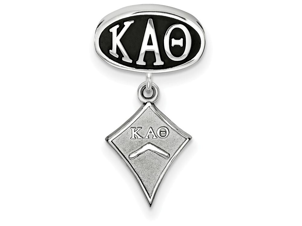 LogoArt Sterling Silver Kappa Alpha Theta Oval Bead Charm Kite Dangle Bead Charm
