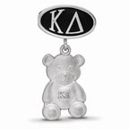 LogoArt Sterling Silver Kappa Delta Oval Bead Charm With Teddy Bear Dangle Bead Charm