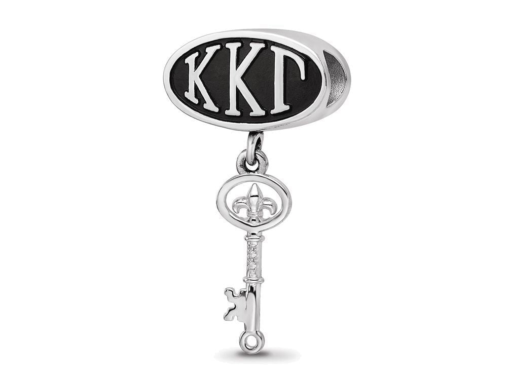 LogoArt Sterling Silver Kappa Kappa Gamma Oval Bead Charm Key Dangle Bead Charm