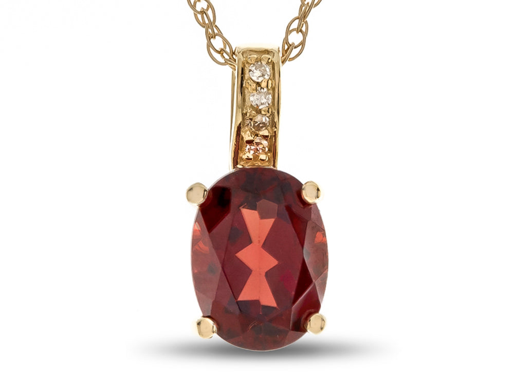 LALI Classics 14k Yellow Gold Garnet Oval Pendant Necklace