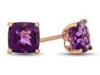 LALI Classics 14k Rose Gold Amethyst Cushion-Cut Earrings