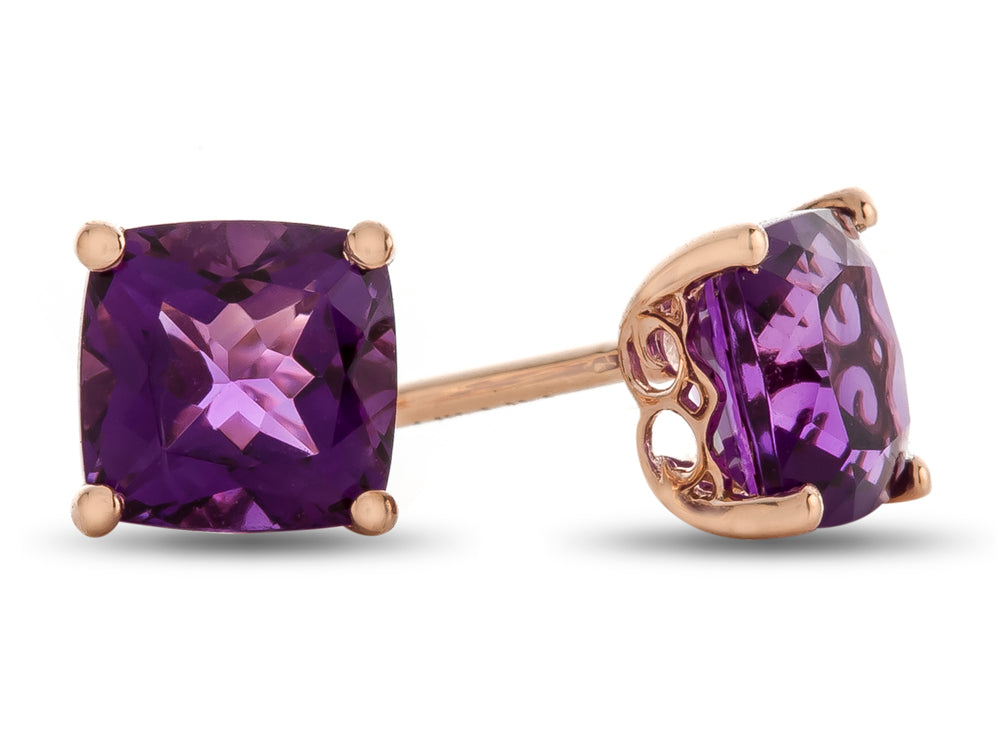 LALI Classics 14k Rose Gold Amethyst Cushion-Cut Earrings