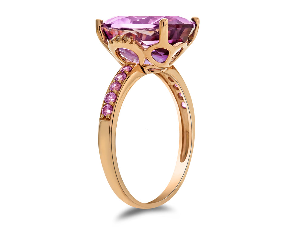 LALI Classics 14k Rose Gold Amethyst and Pink Sapphire Oval Ring