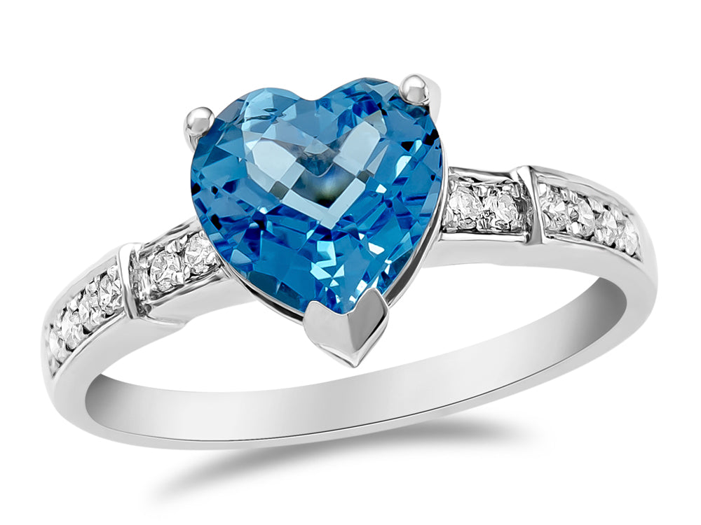 LALI Classics 14k White Gold Swiss Blue Topaz Heart Shape Ring