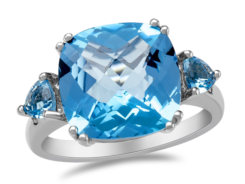 LALI Classics 14k White Gold Swiss Blue Topaz Cushion-Cut Ring