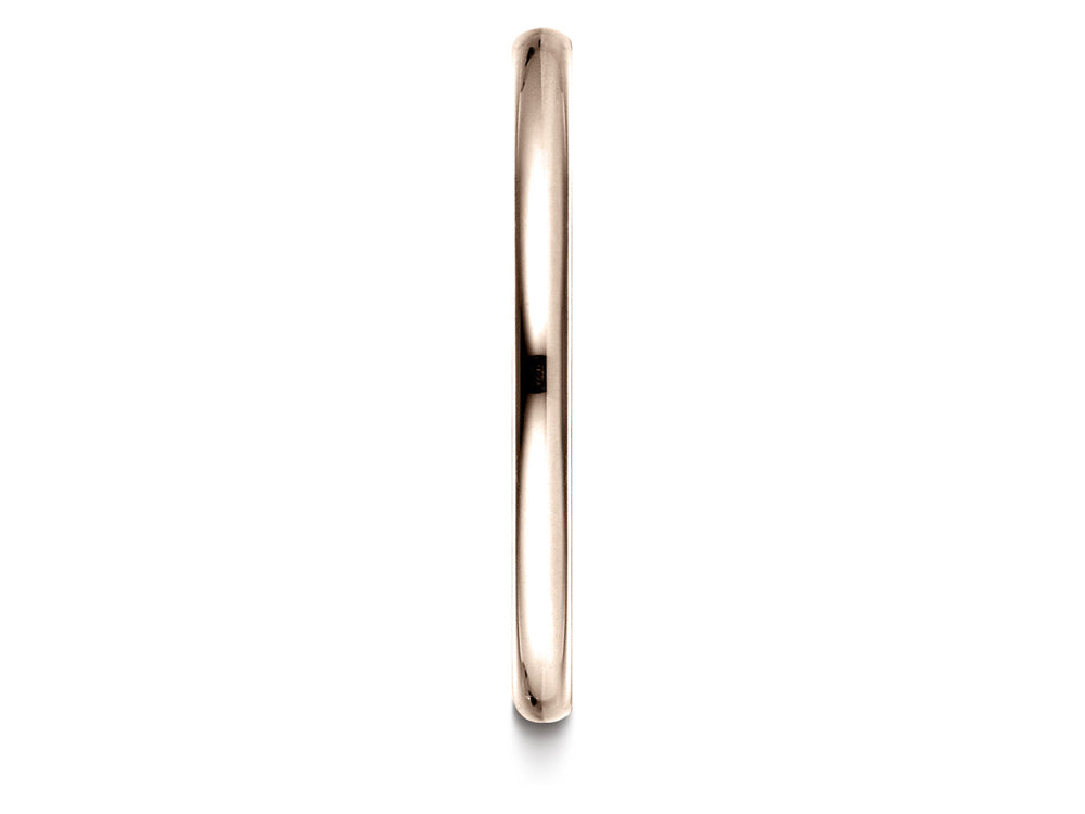 Benchmark® 14k Rose Gold 2mm Slightly Domed Standard Comfort-fit Wedding Band / Ring