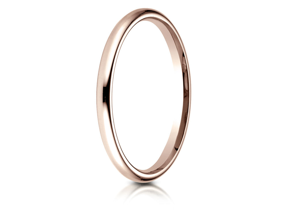 Benchmark® 14k Rose Gold 2mm Slightly Domed Standard Comfort-fit Wedding Band / Ring
