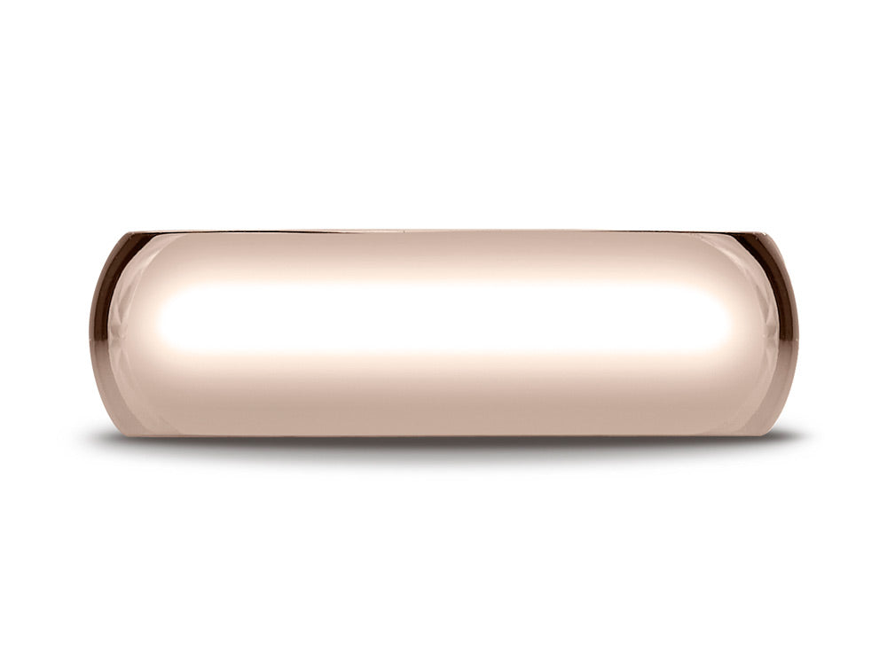 Benchmark® 14k Rose Gold 7mm Slightly Domed Standard Comfort-fit Wedding Band / Ring