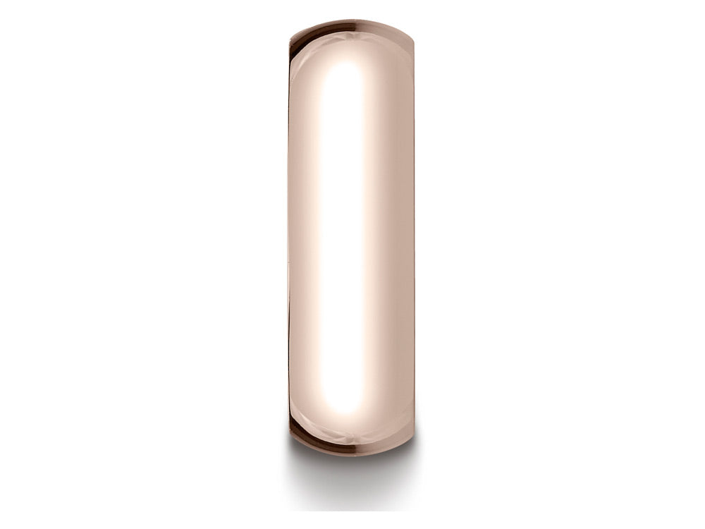 Benchmark® 14k Rose Gold 7mm Slightly Domed Standard Comfort-fit Wedding Band / Ring