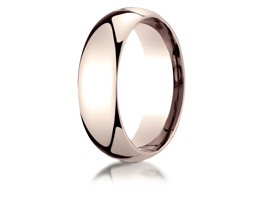 Benchmark® 14k Rose Gold 7mm Slightly Domed Standard Comfort-fit Wedding Band / Ring