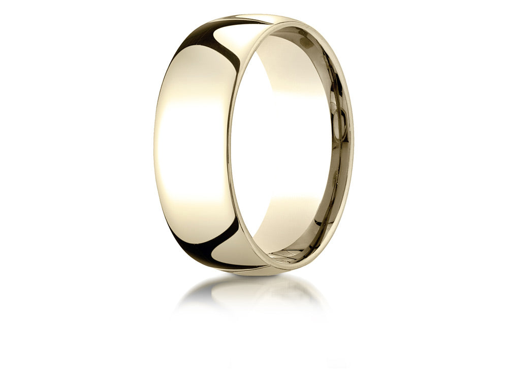 Benchmark® 14k Gold 8mm Slightly Domed Standard Comfort-fit Ring