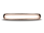 Benchmark® 14k Rose Gold 4mm Slightly Domed Standard Comfort-fit Wedding Band / Ring With Milgrain