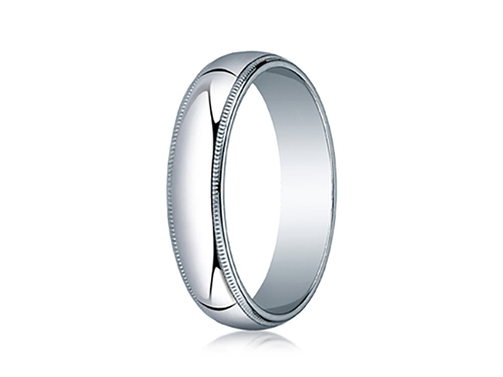 Benchmark® 10k White Gold 5mm Slightly Domed Standard Comfort-fit Ring With Milgrain