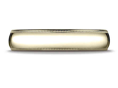 Benchmark® 18k White Gold 5mm Slightly Domed Standard Comfort-fit Ring With Milgrain