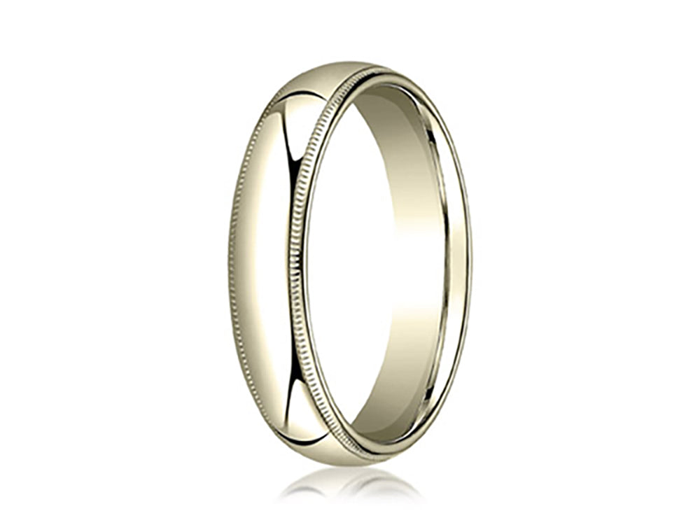 Benchmark® 18k White Gold 5mm Slightly Domed Standard Comfort-fit Ring With Milgrain