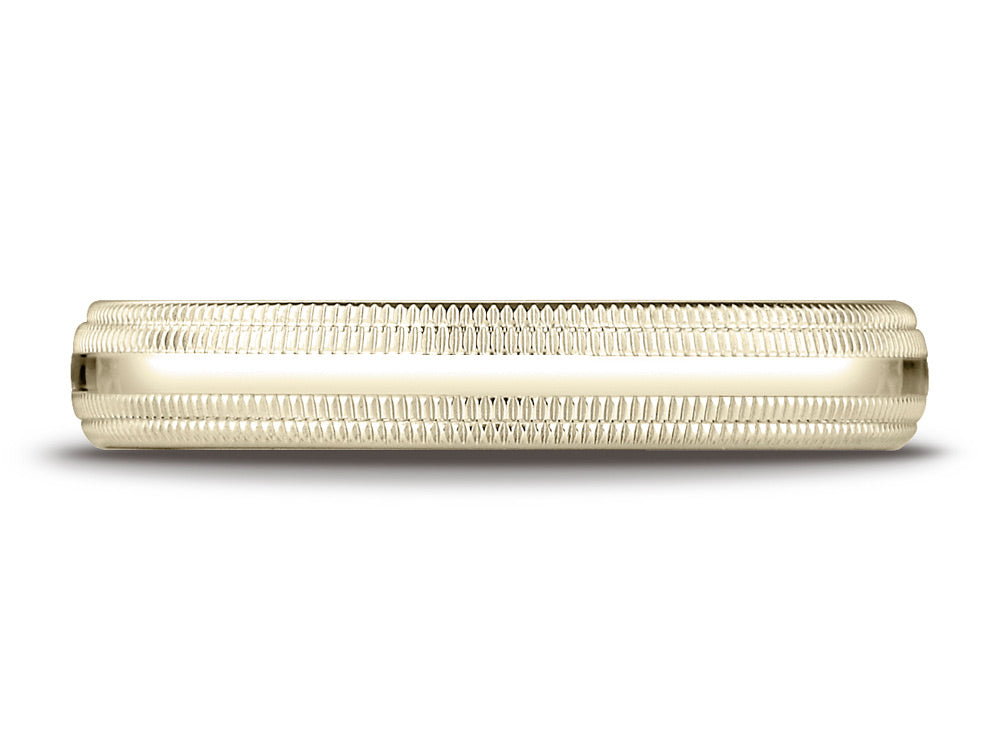 Benchmark® 14k Gold 4mm Slightly Domed Standard Comfort-fit Wedding Band / Ring With Double Milgrain